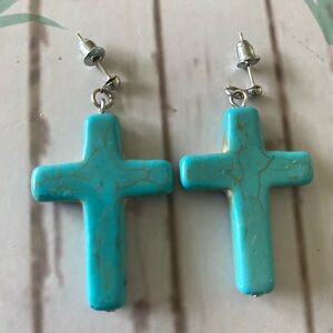 Turquoise cross earrings